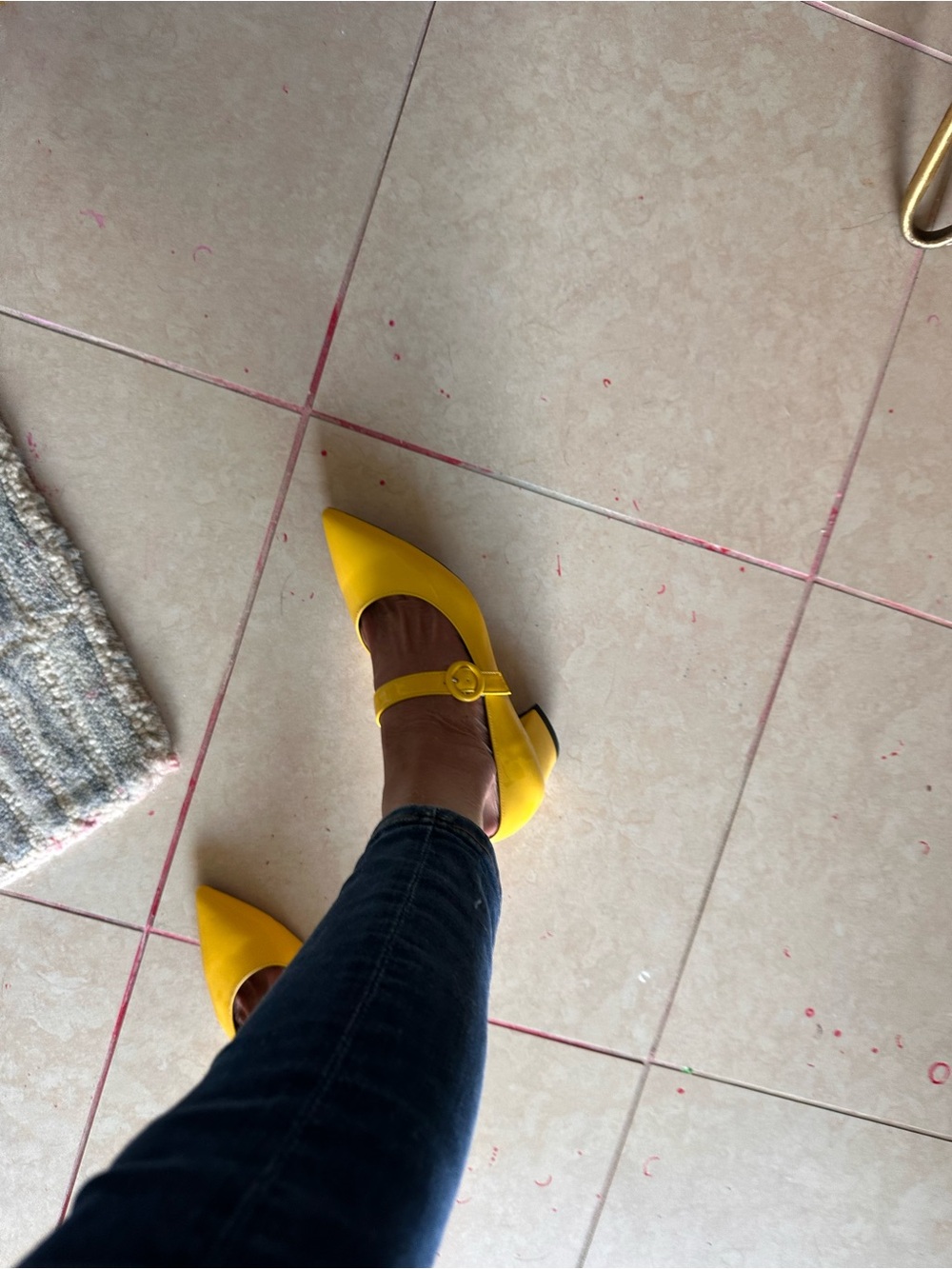 Yellow Pointed Mary Jane Heels with Buckle Strap - Picture 5 of 5